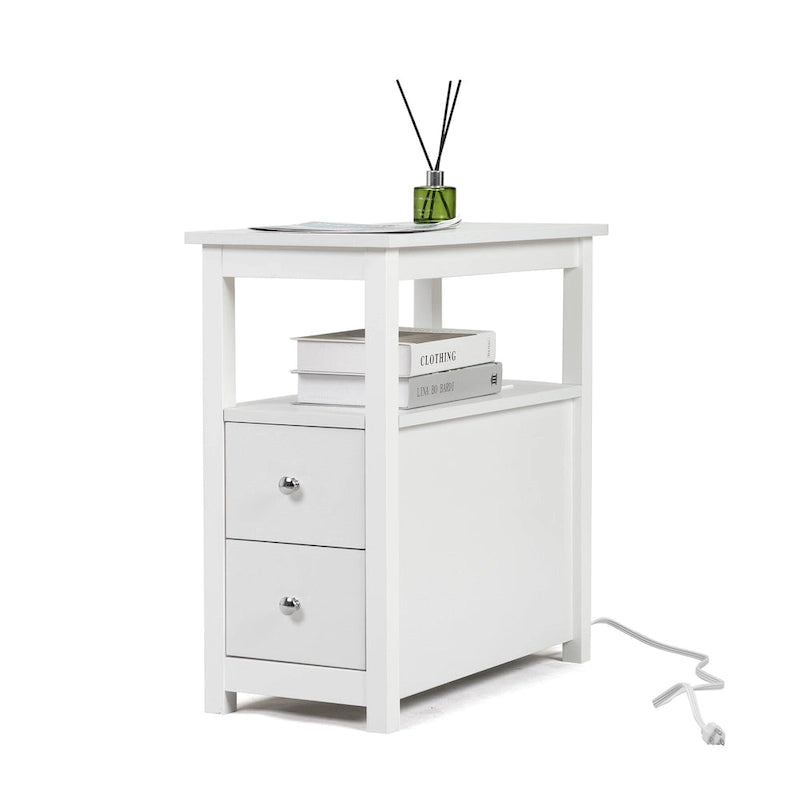 Schmaler MDF-Beistelltisch mit Ladestation