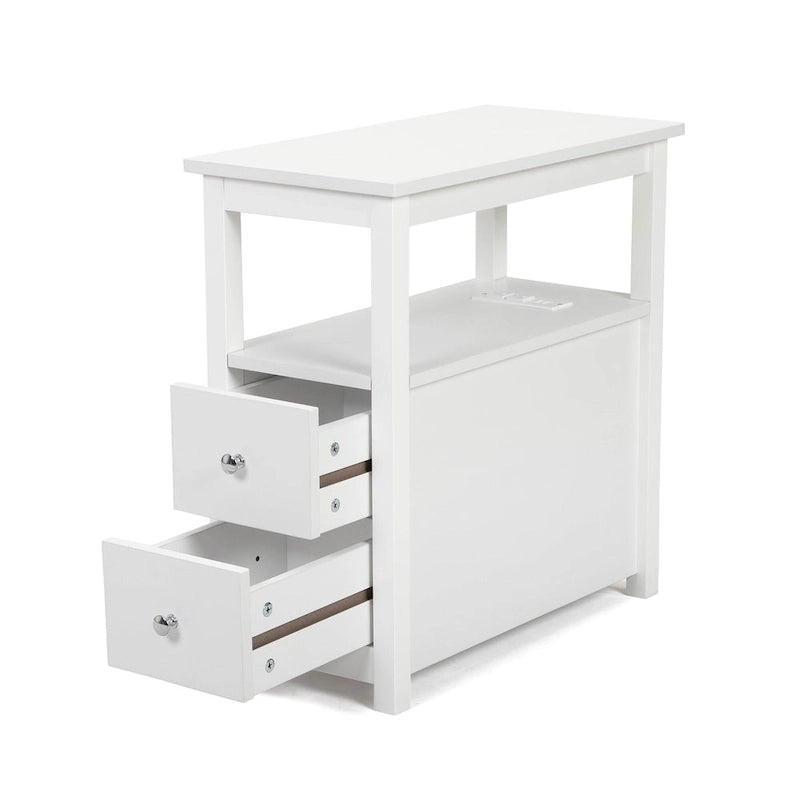 Schmaler MDF-Beistelltisch mit Ladestation