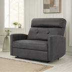 Power Recliner Chair, Oversize Wide Seat, Tufted Slate Gray Microfiber