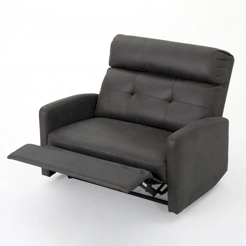 Sillón reclinable eléctrico gris pizarra con respaldo capitoné