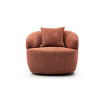 Sillón giratorio tipo barril tapizado en naranja