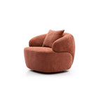 Sillón giratorio tipo barril tapizado en naranja