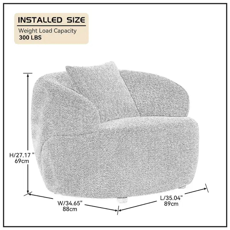 Sillón giratorio tipo barril tapizado en naranja