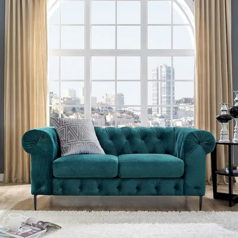Gesteuertes Samt-Loveseat-Sofa mit gerollten Armlehnen
