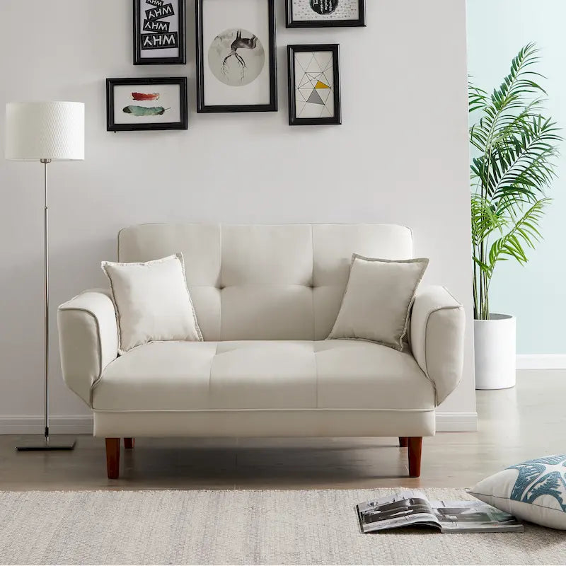Stoff-Schlafsofa mit verstellbarer Rückenlehne und 2 Kissen