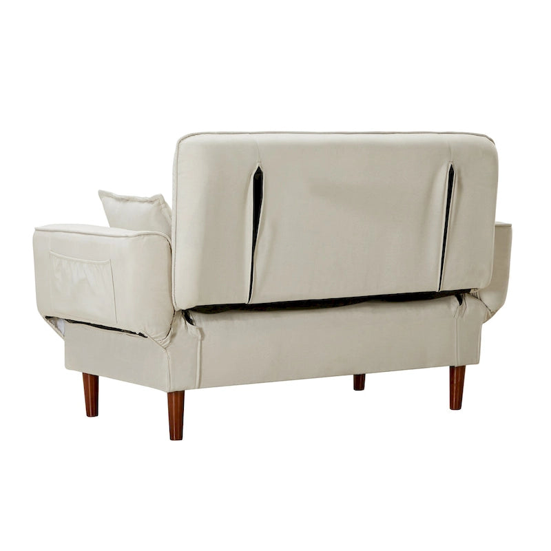 Stoff-Schlafsofa mit verstellbarer Rückenlehne und 2 Kissen