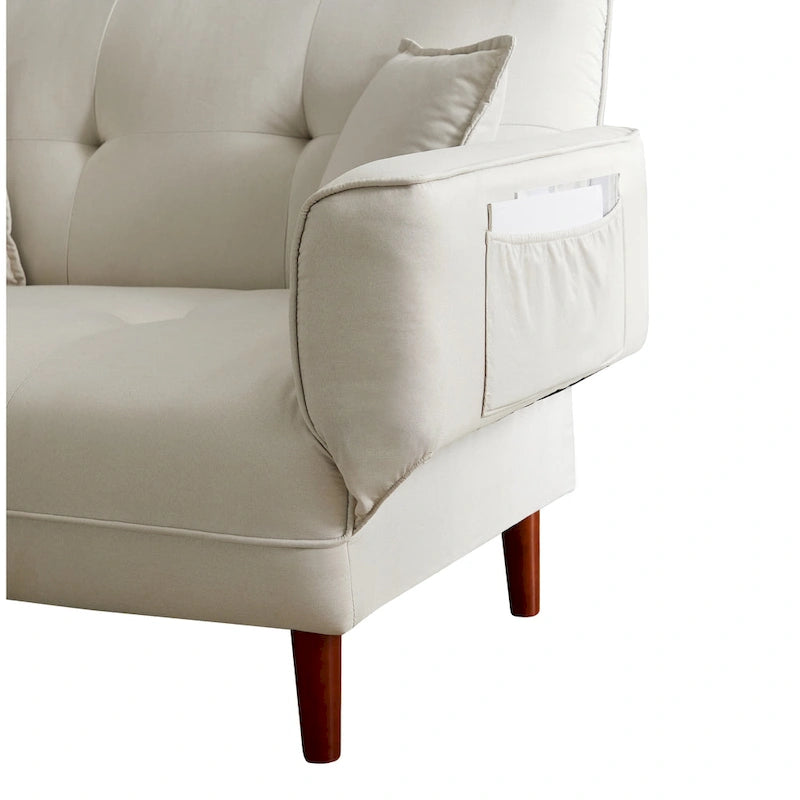Stoff-Schlafsofa mit verstellbarer Rückenlehne und 2 Kissen