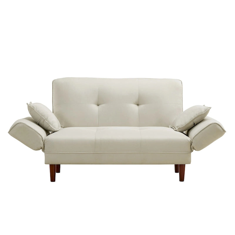 Stoff-Schlafsofa mit verstellbarer Rückenlehne und 2 Kissen
