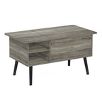 Table basse relevable avec rangement dissimulé et pieds en bois