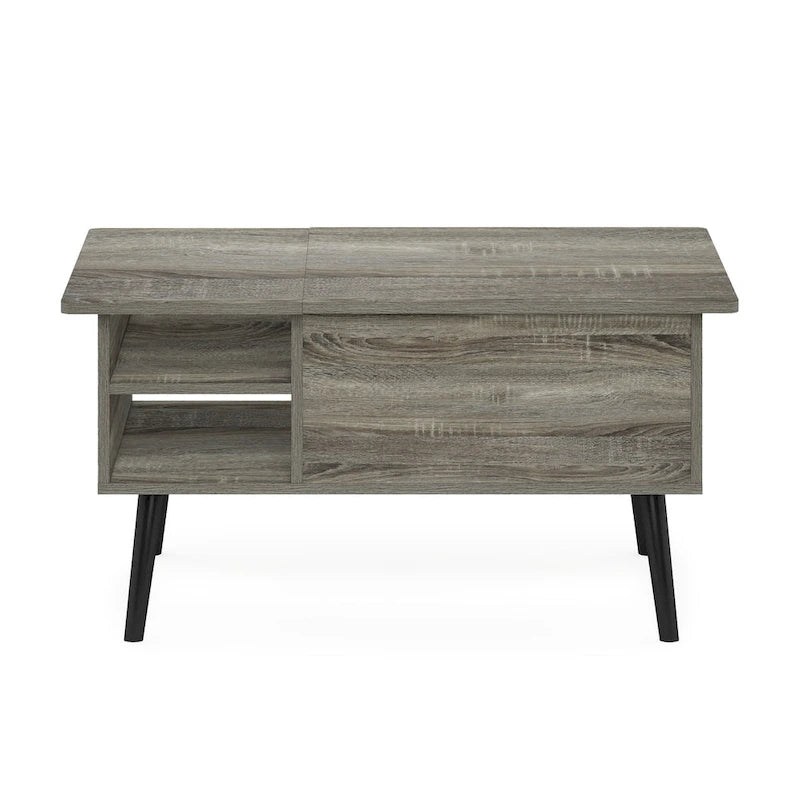 Table basse relevable avec rangement dissimulé et pieds en bois