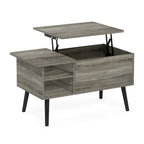 Table basse relevable avec rangement dissimulé et pieds en bois