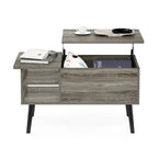 Table basse relevable avec rangement dissimulé et pieds en bois