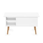 Table basse relevable avec rangement dissimulé et pieds en bois