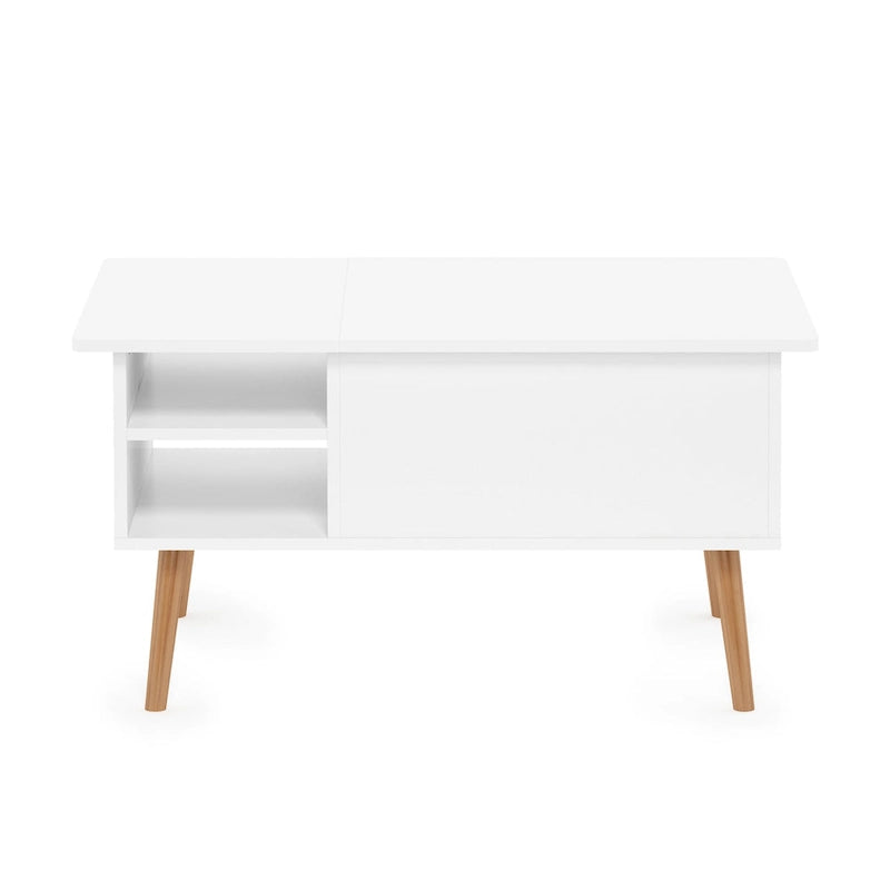 Table basse relevable avec rangement dissimulé et pieds en bois