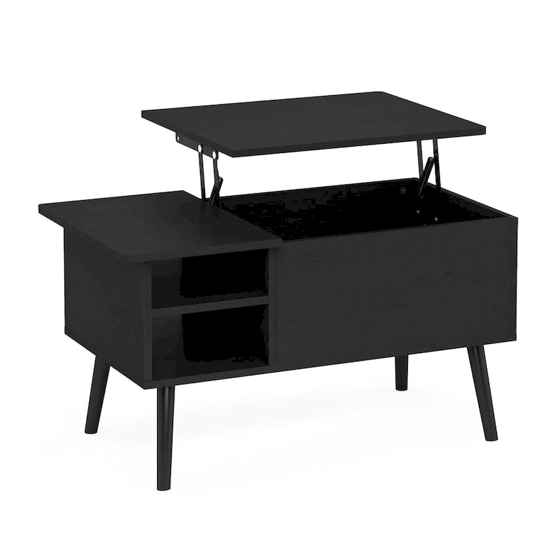 Table basse relevable avec rangement dissimulé et pieds en bois