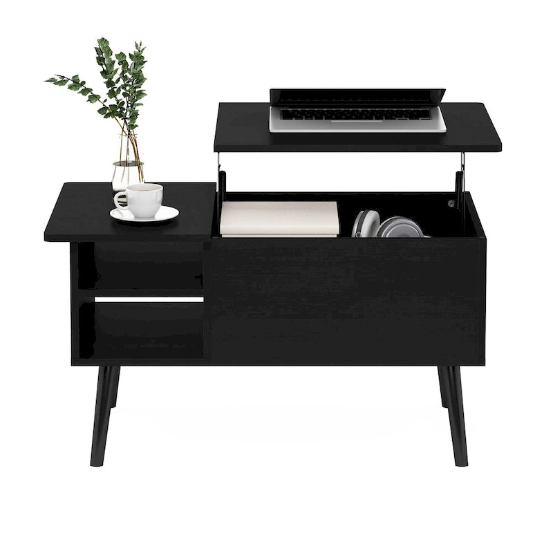 Table basse relevable avec rangement dissimulé et pieds en bois