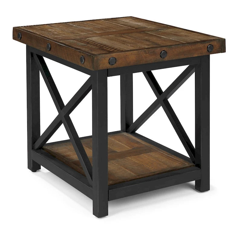 Homestyles Carpenter Brown Solid Acacia Wood End Table