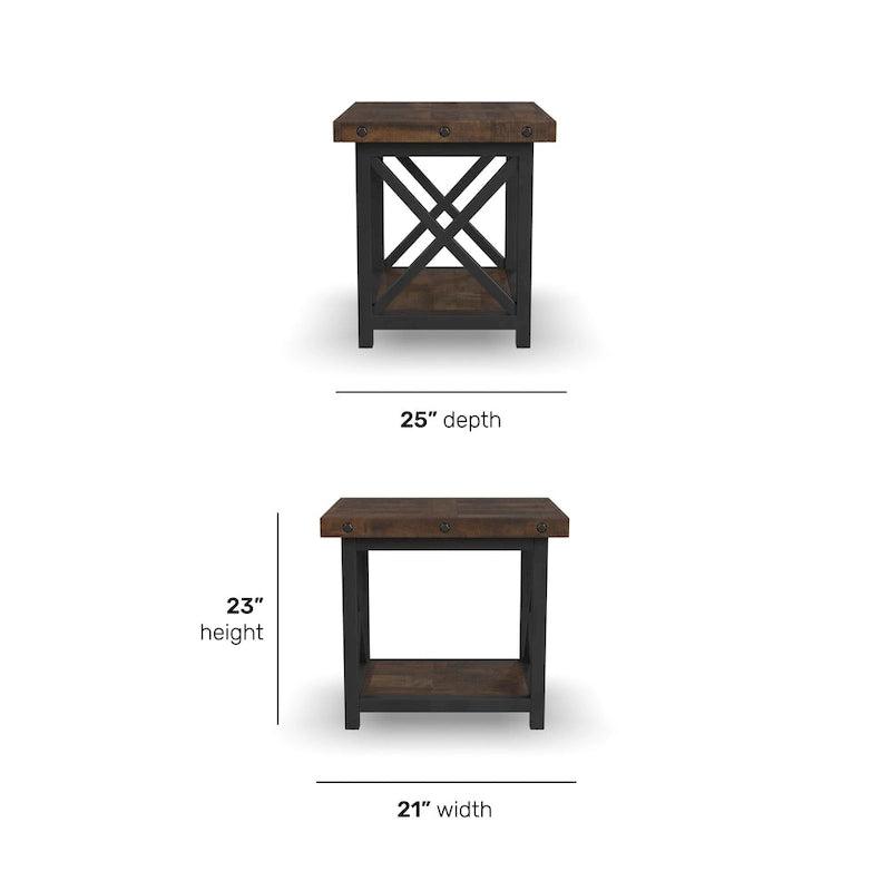 Brauner Beistelltisch aus Holz mit unterem Ablageboden