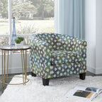 Green and Blue Upholstered Barrel Accent Chair