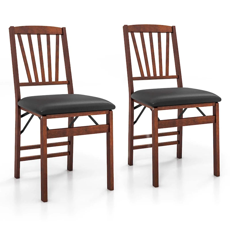Set aus 2 klappbaren Esszimmerstühlen mit gepolsterten Sitzflächen