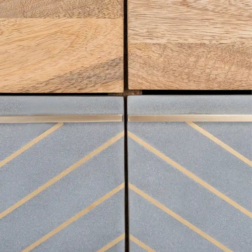 Cómoda de 6 cajones en cemento y madera natural