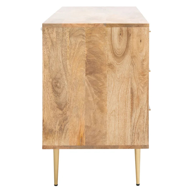 Cómoda de 6 cajones en cemento y madera natural