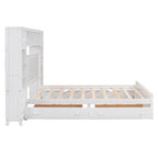 Cama de madera tamaño Queen con almacenamiento y cama nido, espresso