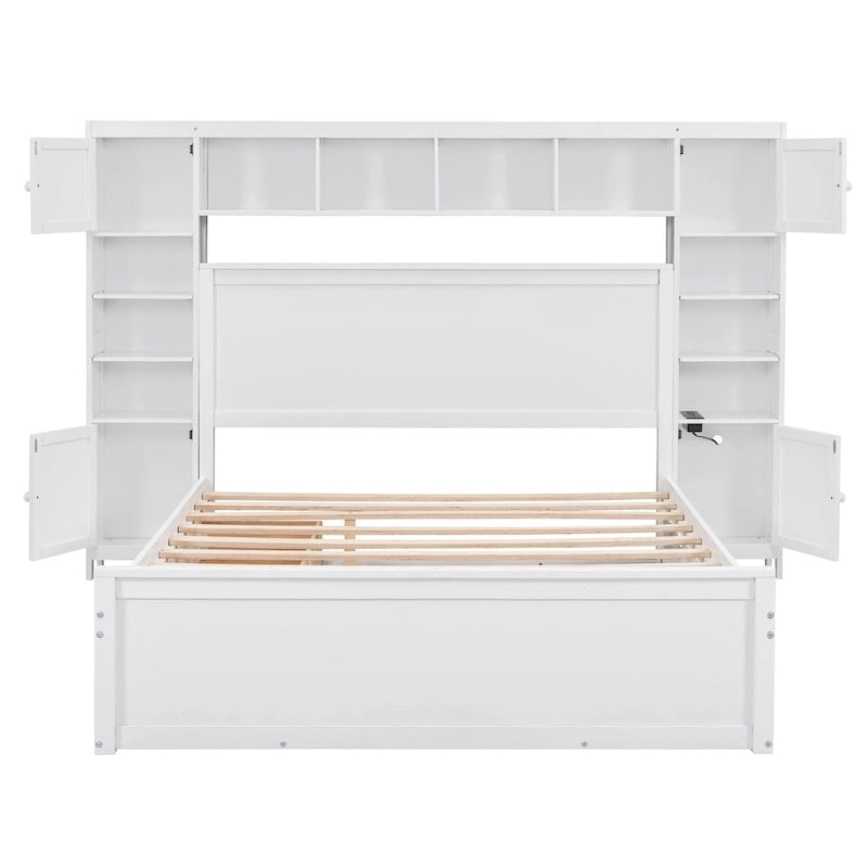 Cama de madera tamaño Queen con almacenamiento y cama nido, espresso