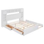 Cama de madera tamaño Queen con almacenamiento y cama nido, espresso
