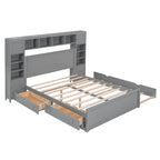 Cama de madera tamaño Queen con almacenamiento y cama nido, espresso