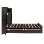 Cama de madera tamaño Queen con almacenamiento y cama nido, espresso