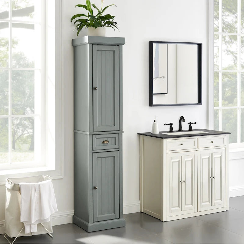 Tall Linen Storage Cabinet with Drawer