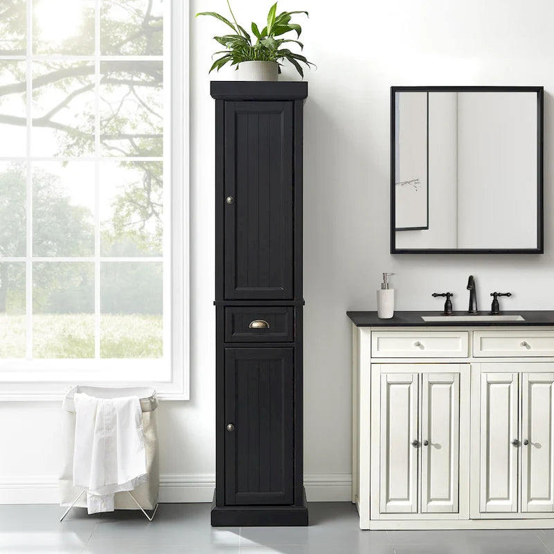 Tall Linen Storage Cabinet with Drawer
