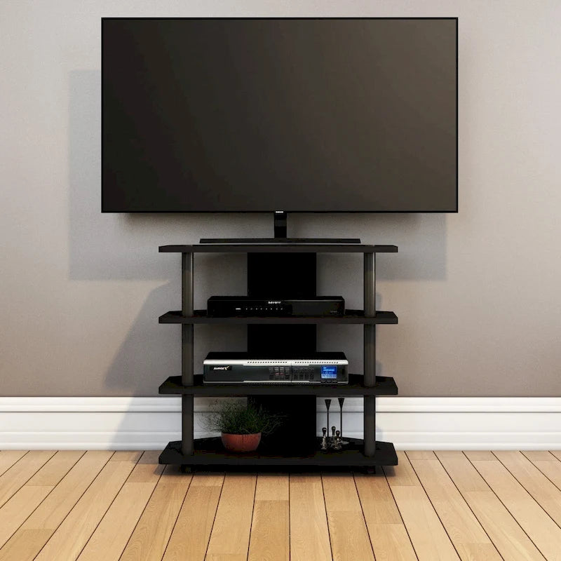 Mueble esquinero para TV de 4 niveles con estantes abiertos