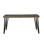 Mesa de comedor rectangular con tablero en patrón de espiga