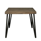 Mesa de comedor rectangular con tablero en patrón de espiga