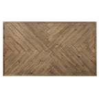 Mesa de comedor rectangular con tablero en patrón de espiga