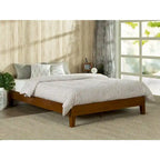 Estructura de cama de plataforma de madera tamaño Queen con acabado de cerezo