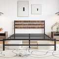 Estructura de cama tipo plataforma con cabecero de MDF y listones metálicos