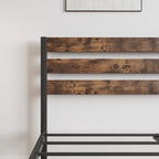 Estructura de cama tipo plataforma con cabecero de MDF y listones metálicos