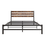 Estructura de cama tipo plataforma con cabecero de MDF y listones metálicos