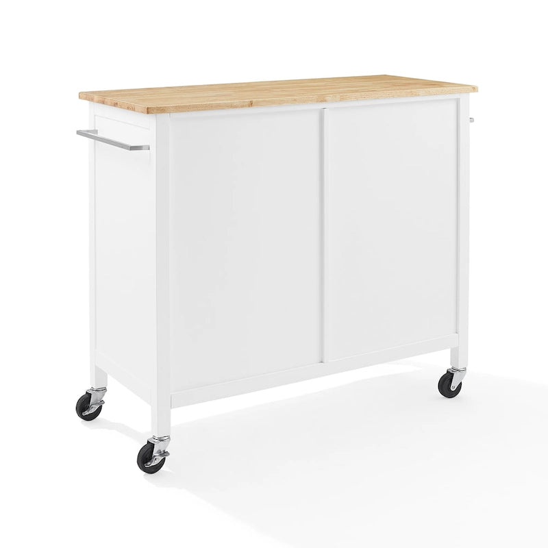 Kücheninsel mit Holzplatte, Schrank und drei Schubladen