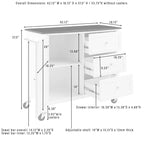 Kücheninsel mit Holzplatte, Schrank und drei Schubladen