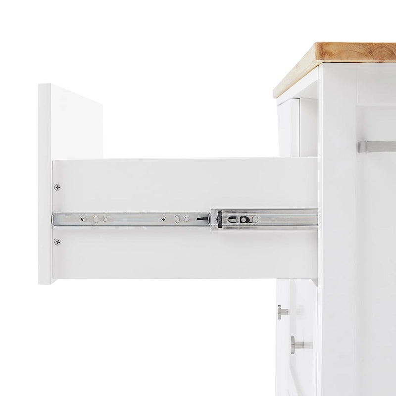 Kücheninsel mit Holzplatte, Schrank und drei Schubladen