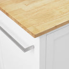 Kücheninsel mit Holzplatte, Schrank und drei Schubladen