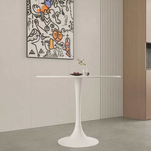 Mesa de comedor redonda de 31.5 pulgadas con base de pedestal