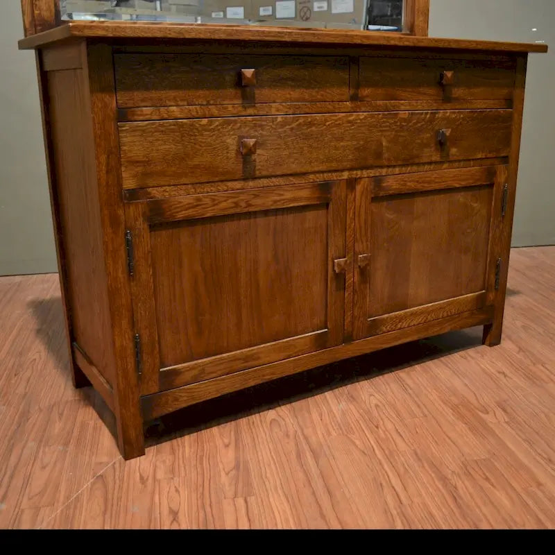 Buffetschrank aus weißer Eiche mit Spiegel