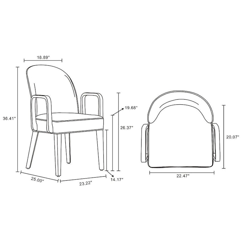Sillón de comedor tapizado de cuero sintético y terciopelo