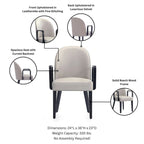 Fauteuil de salle à manger rembourré en similicuir et velours