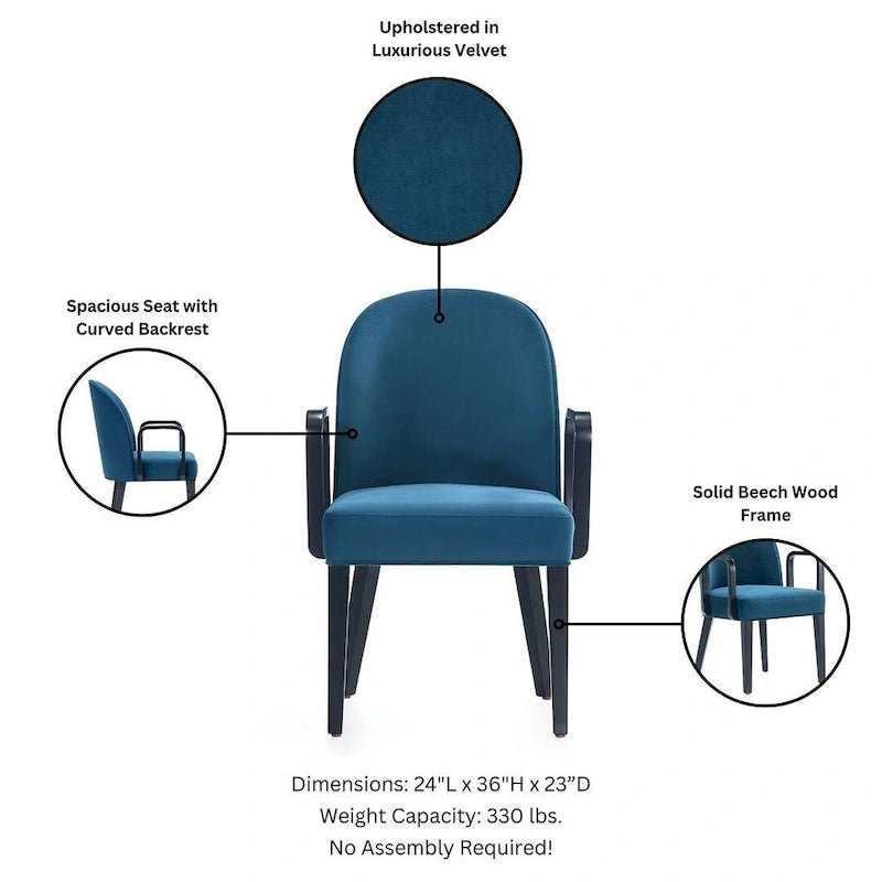 Fauteuil de salle à manger rembourré en similicuir et velours